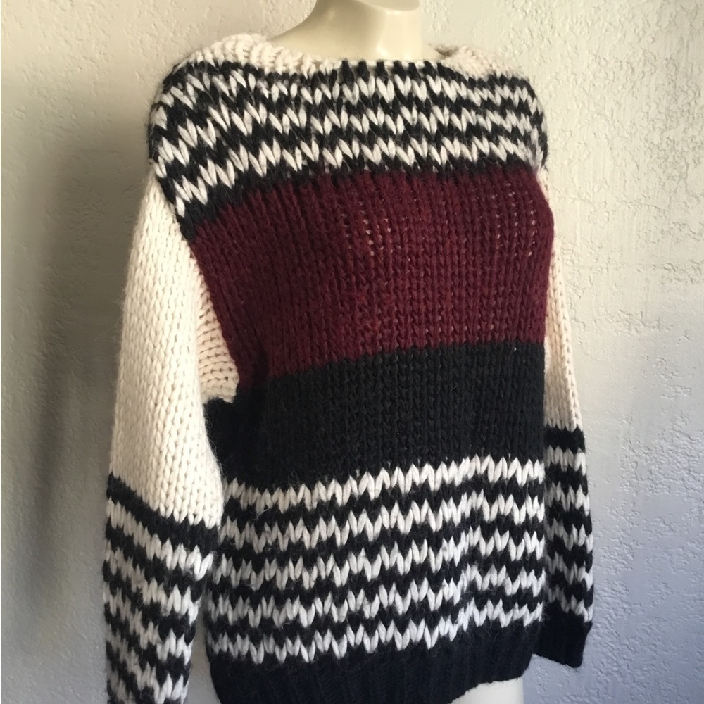 Ba&sh colorblock soft sweater LARGE Made in Italy